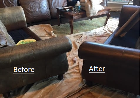 Before and AFTER for color restoration of couches.